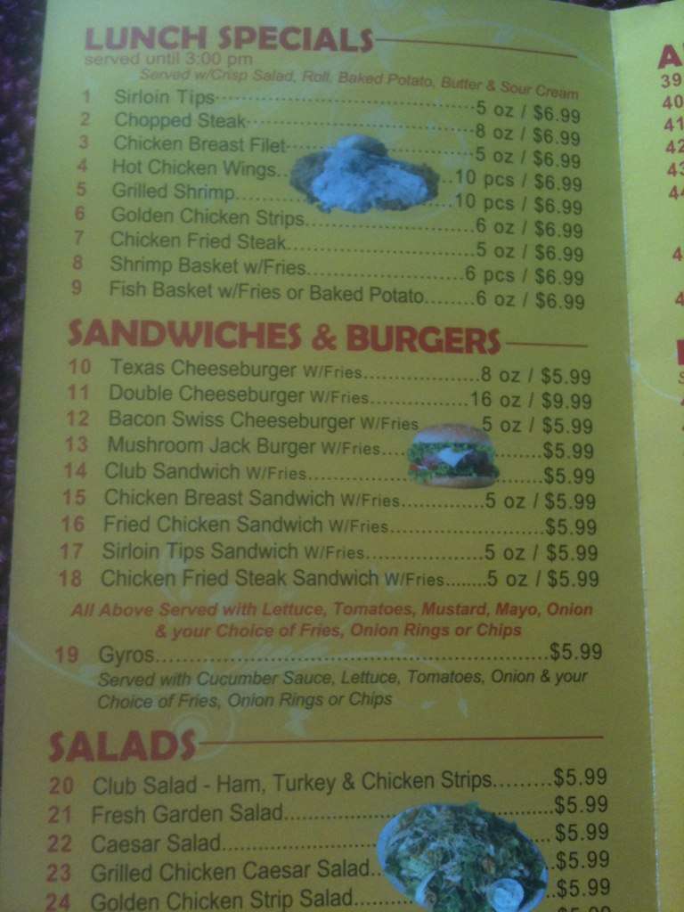 Sunset Steaks & More Menu, Menu for Sunset Steaks & More, Grand Prairie