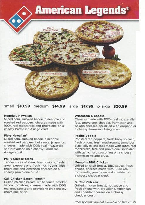 Menu at Domino's Pizza fast food, Thorndale, 57 N Bailey Road