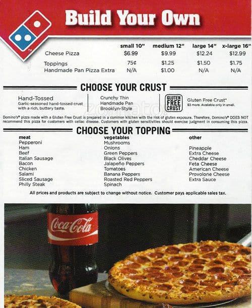 Domino's Menu, Menu for Domino's, Burlington County, Burlington County ...