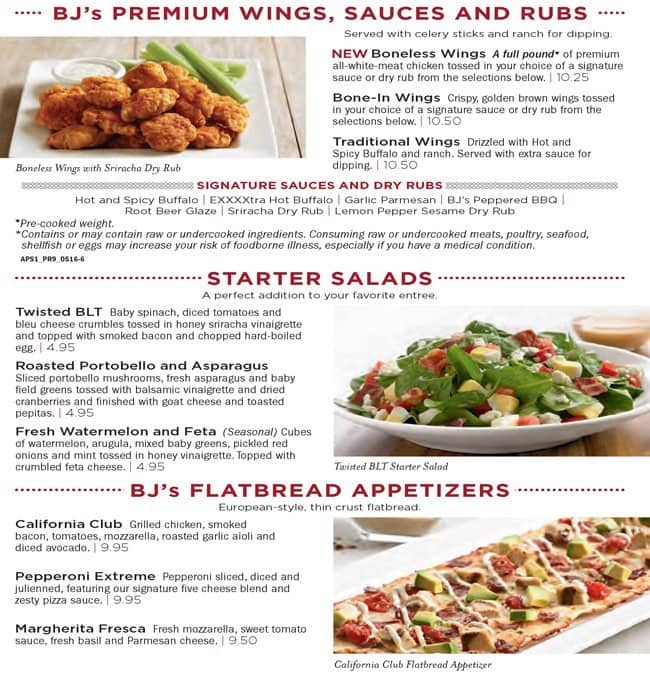 Bj S Restaurant And Brewhouse Menu