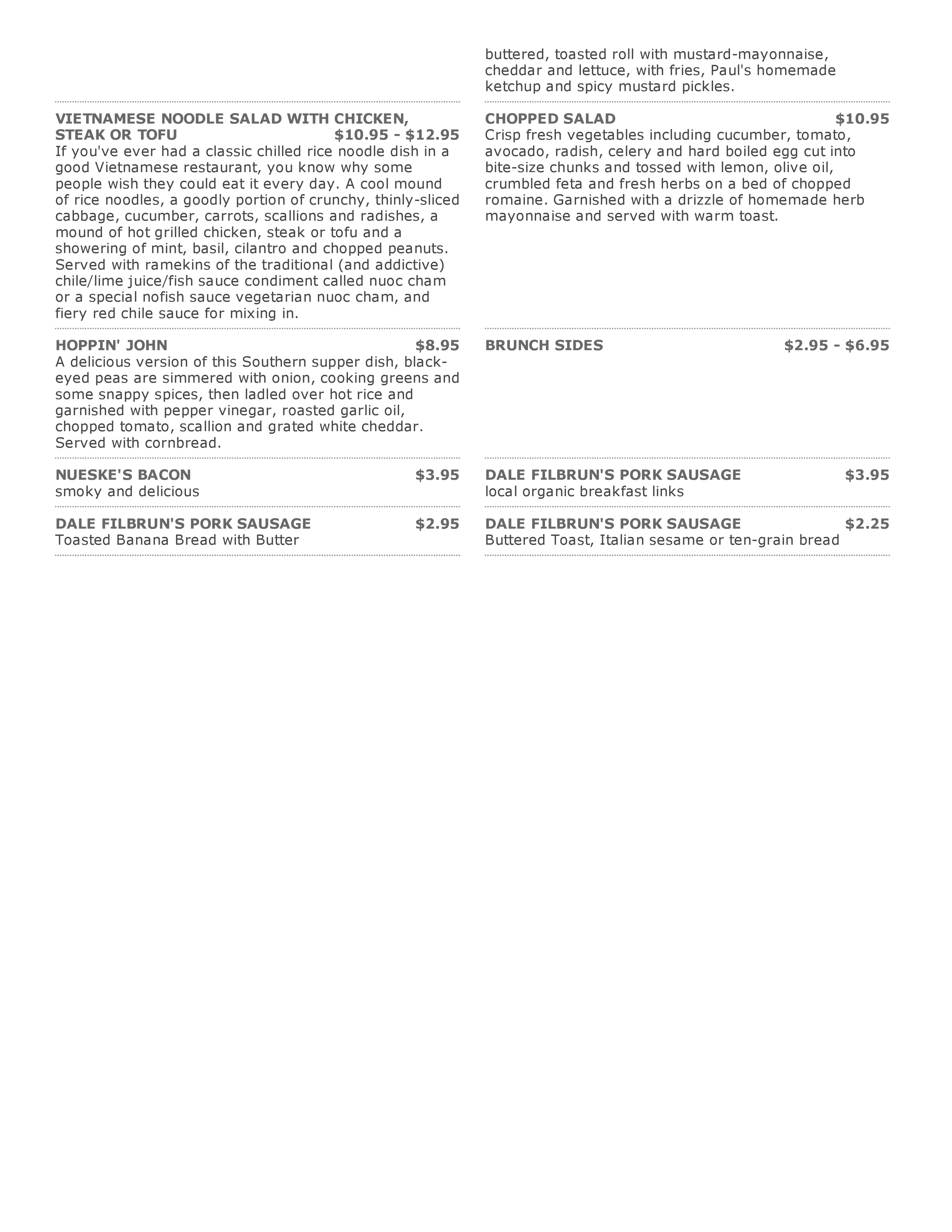 Menu at Meadowlark Restaurant, Dayton