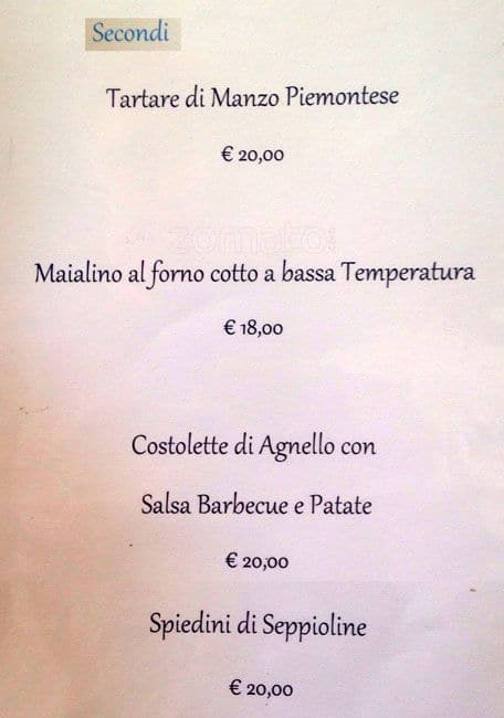 Menu di Tastevin Ristorante Enoteca 