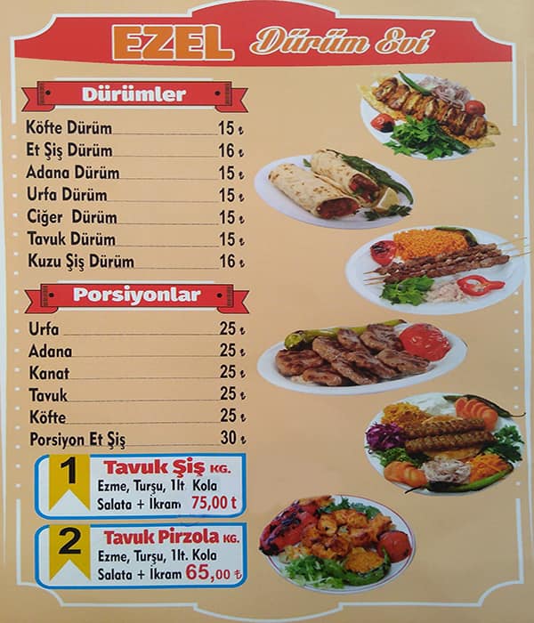 ezel durum evi menu menu for ezel durum evi gultepe istanbul