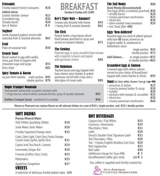 The Fat Zebra Menü, The Fat Zebra, Linden, Randburg için Menü Zomato SA