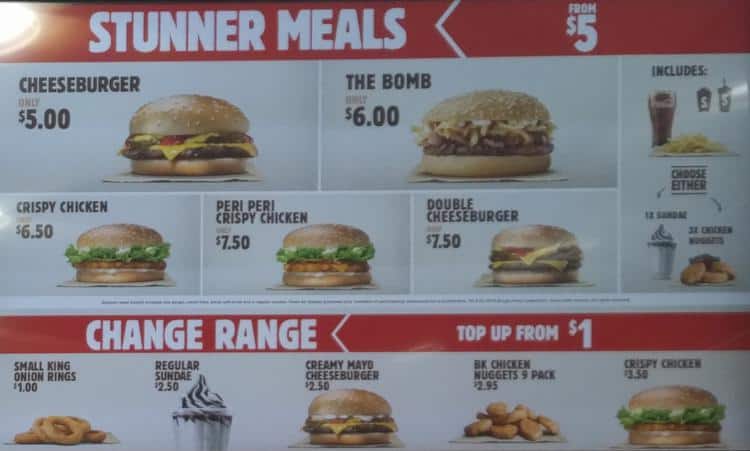 Menu at Burger King restaurant, Auckland, 2nd Floor International Term ...