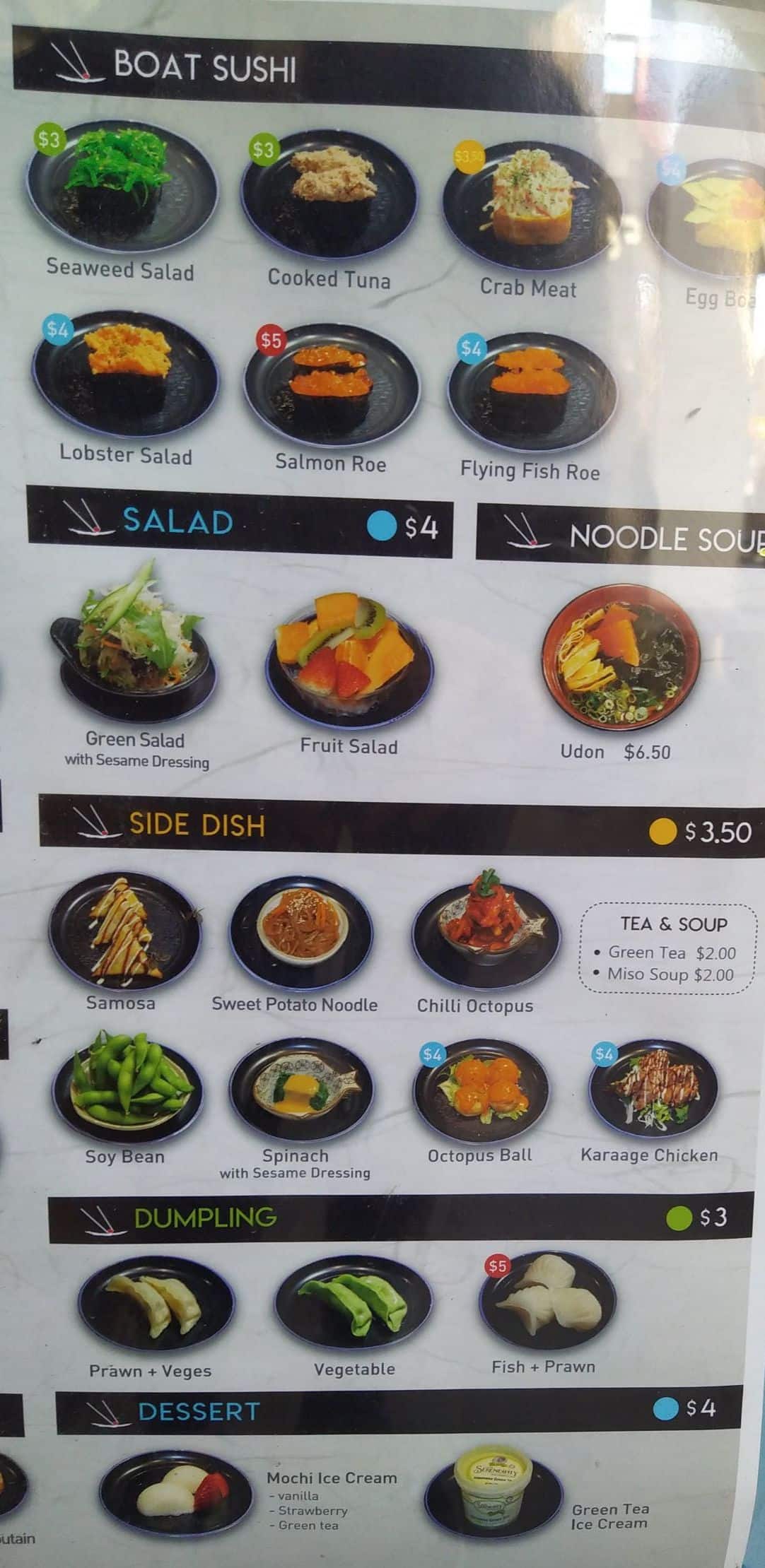 Menu at Bondi Sushi Express restaurant, Bondi Junction