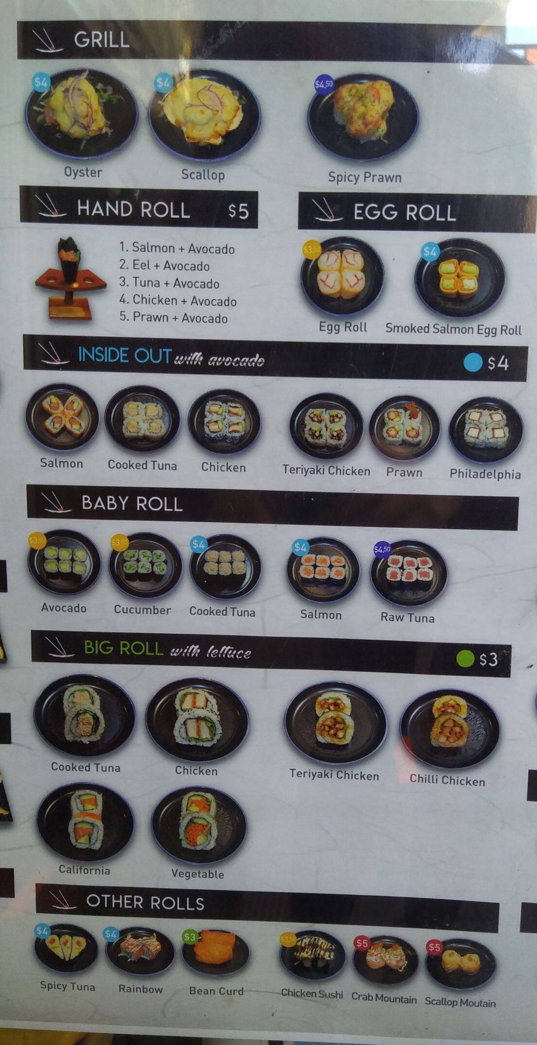 Menu at Bondi Sushi Express restaurant, Bondi Junction