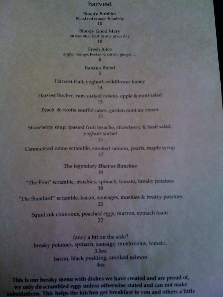 Harvest Menu, Menu for Harvest, North Fremantle, Perth Urbanspoon/Zomato