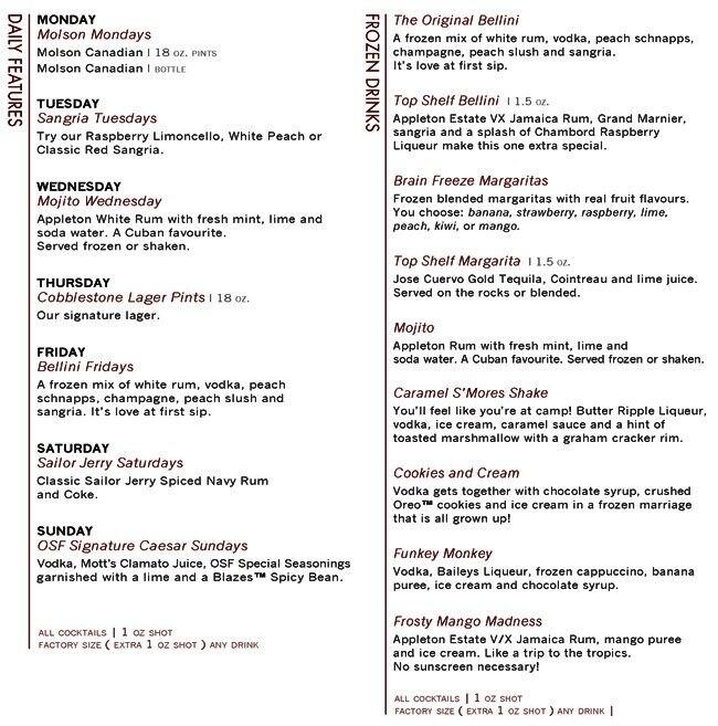 The Old Spaghetti Factory Menu Urbanspoon/Zomato