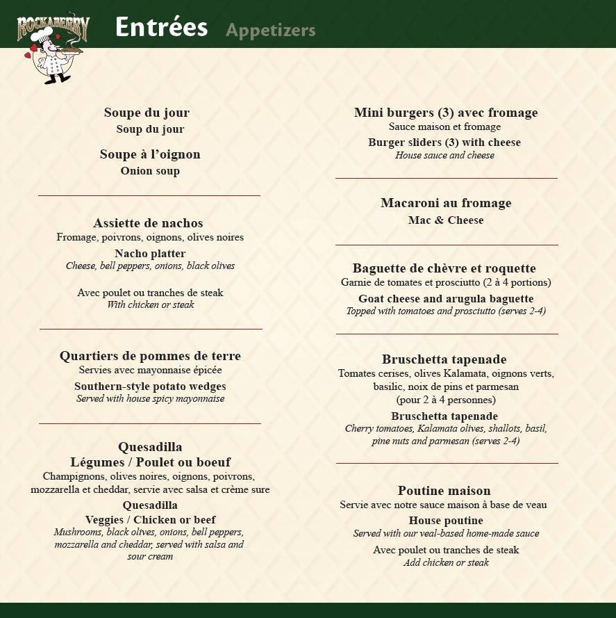 Rockaberry Menu, Menu for Rockaberry, Laval, Montreal Urbanspoon/Zomato