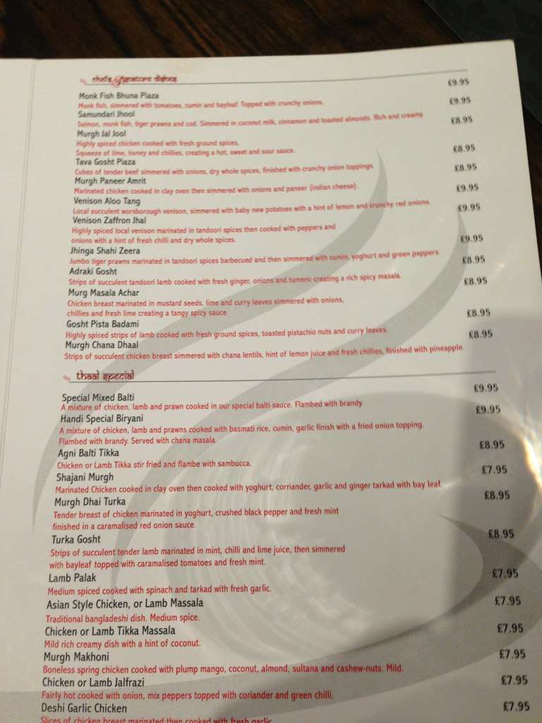 Thaal Menu, Menu untuk Thaal, Barnsley, Yorkshire Zomato UK