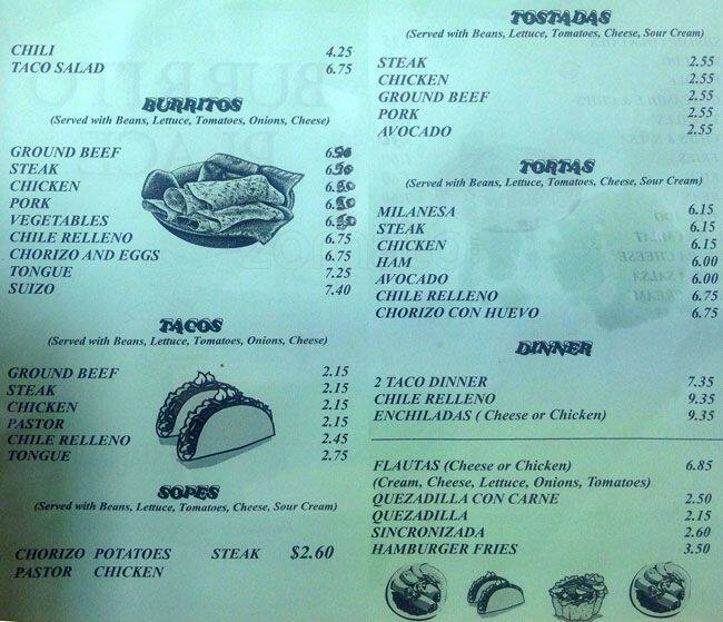 Burrito Place Menu, Menu for Burrito Place, Downers Grove, Chicago