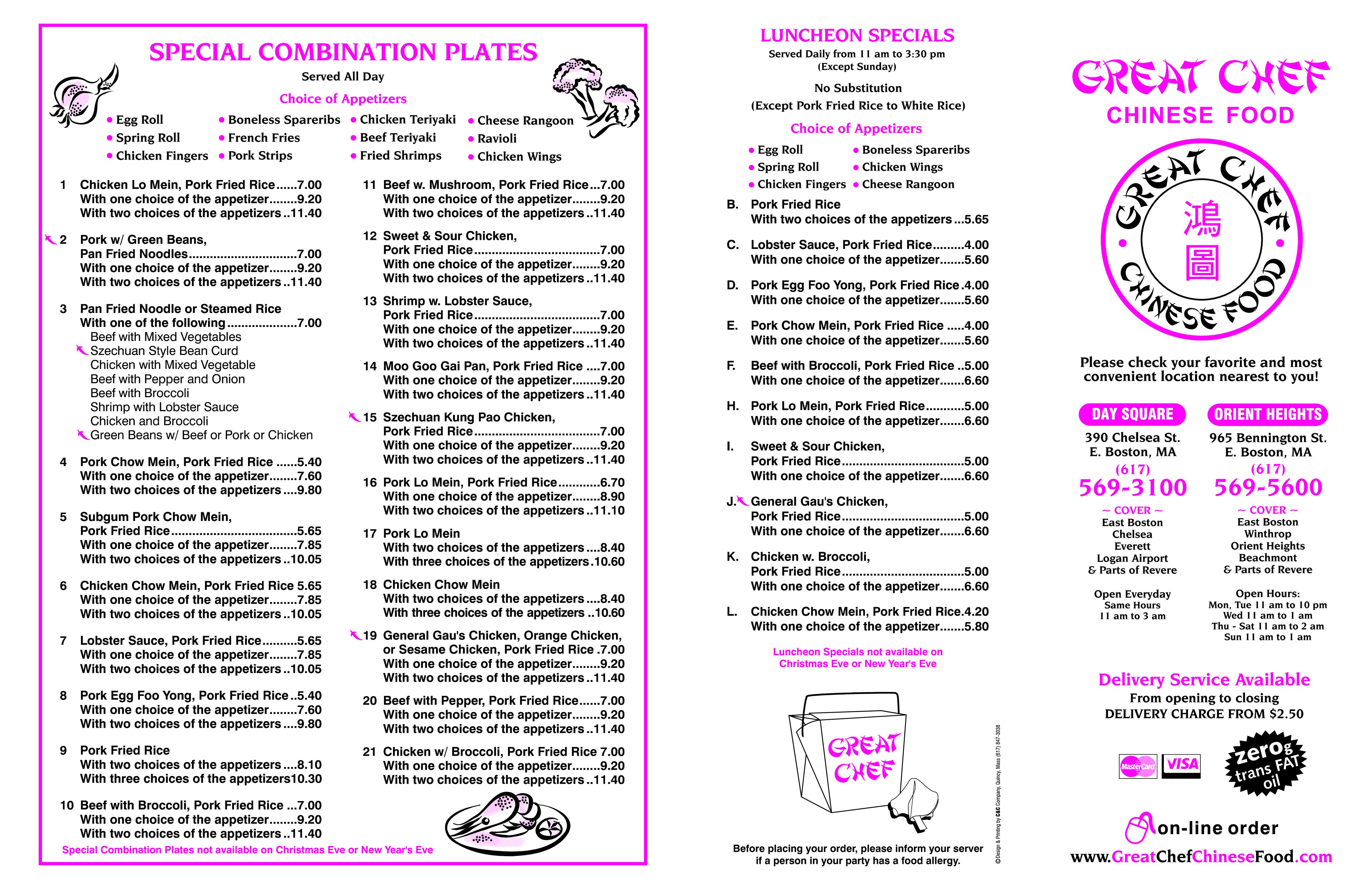 Great Chef menu