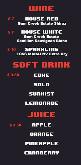 Menu at Spawn Point Video Game Bar, Sydney