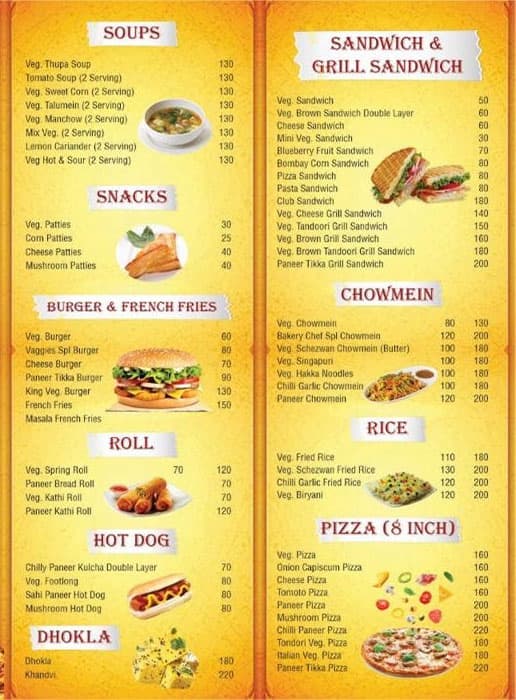 Menu of Bakery Chef, Prashant Vihar, New Delhi