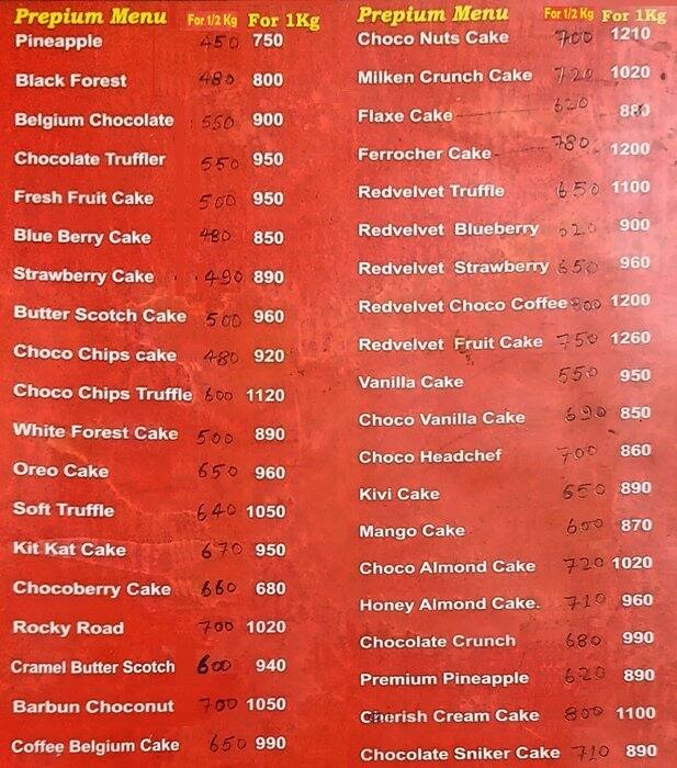 Cake Gems Bakery Menu, Menu for Cake Gems Bakery, Sector 17, Gurgaon