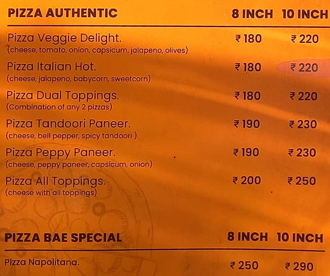 Pizza_Before_Anyone_Else (Pizza Bae) menu