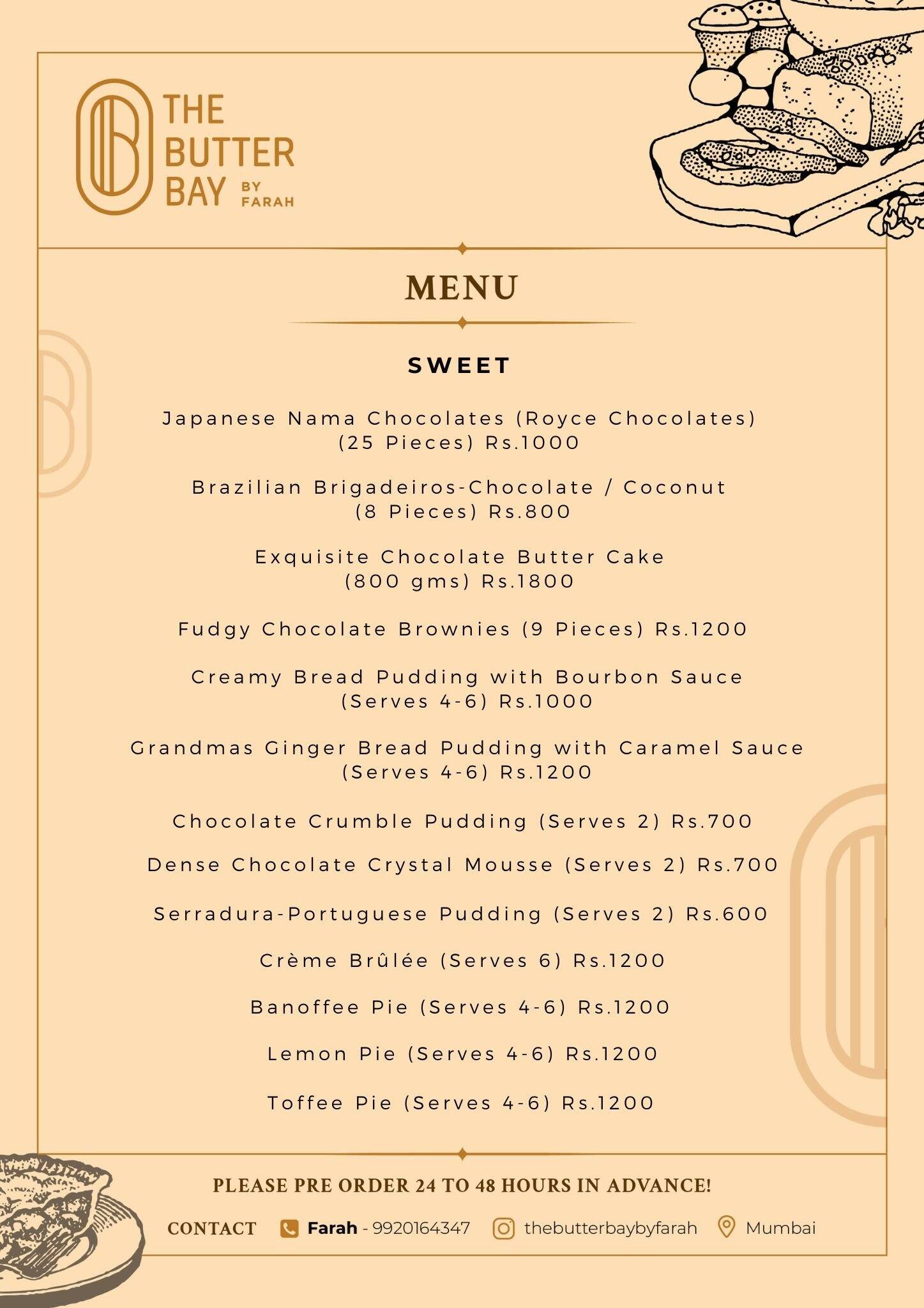 Menu of The Butter Bay - By Farah, Mumbai Central, Mumbai