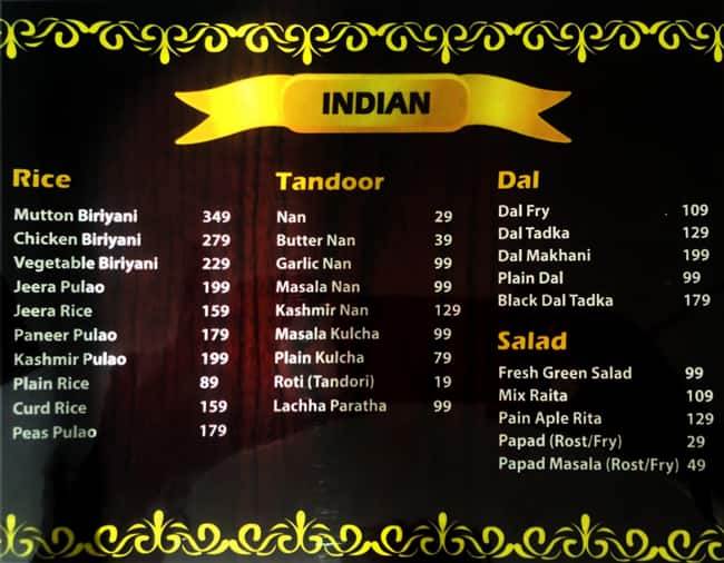 Dakhin 9 menu