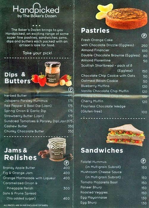 Menu at The Baker's Dozen, Mumbai, Gourmet West, Westside, Army Navy