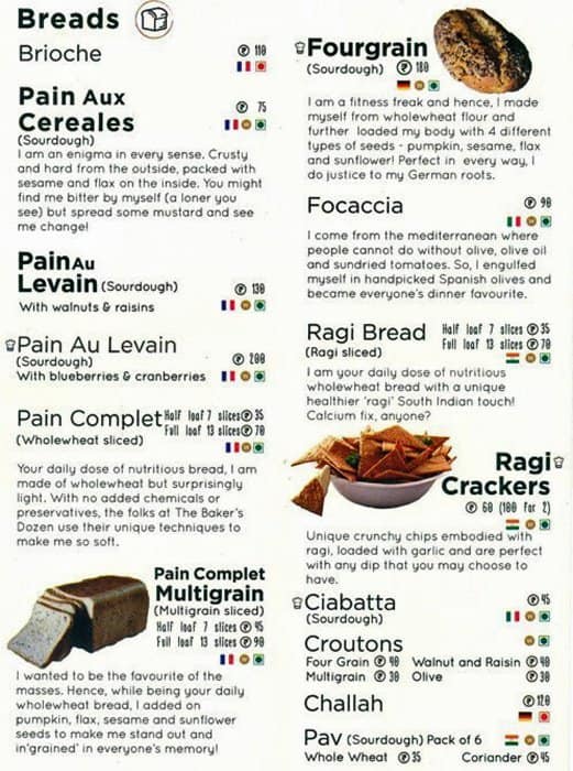 Menu at The Baker's Dozen, Mumbai, Gourmet West, Westside, Army Navy