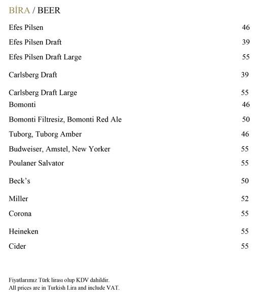 Safran Restaurant Intercontinental Istanbul Menu