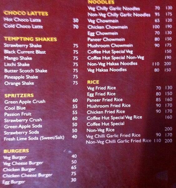 Coffee Hut Menu, Menu for Coffee Hut, Indira Nagar, Lucknow Zomato