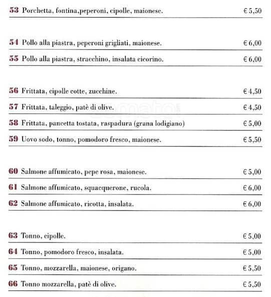 Menu di Piadineria Artigianale Pascoli 