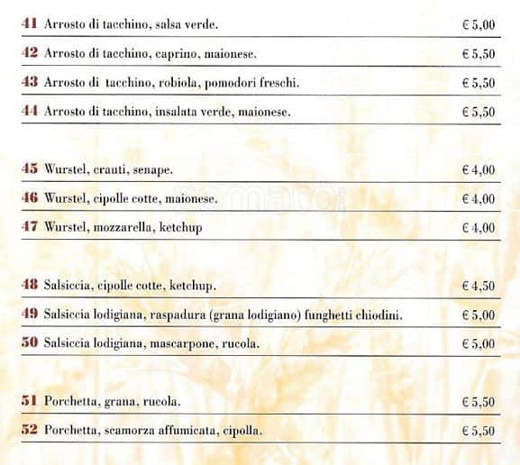 Menu di Piadineria Artigianale Pascoli 