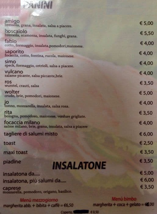 Menu di K bar 
