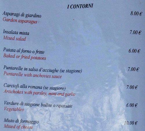 Menu di La Capricciosa 