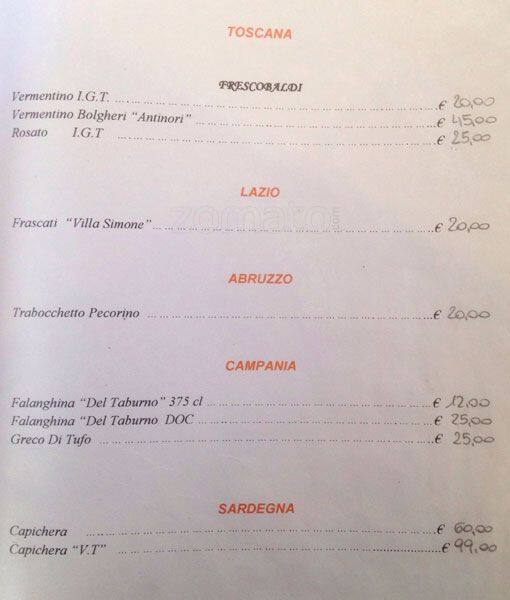 Menu di La Capricciosa 