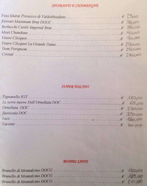 Menu di La Capricciosa 