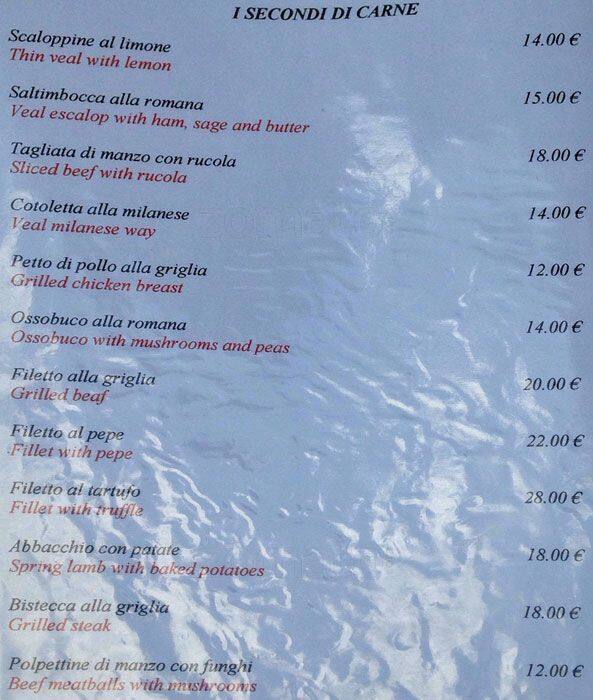 Menu di La Capricciosa 