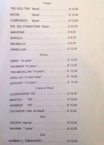 Menu di La Capricciosa 