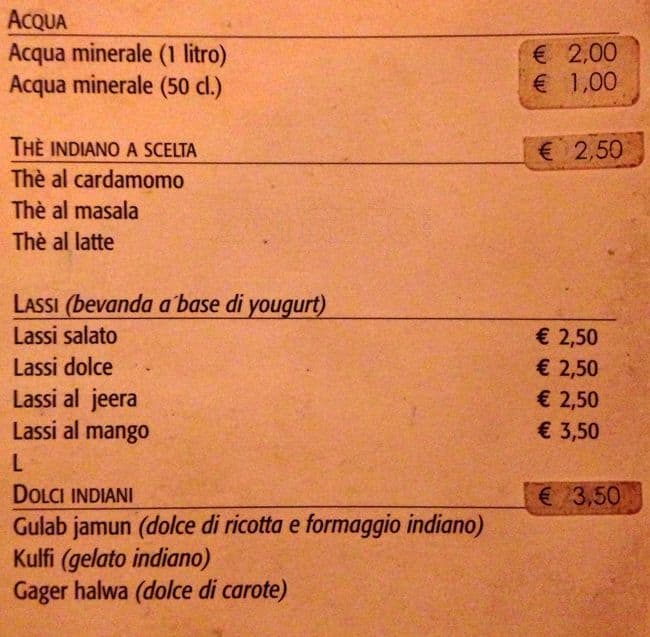 Menu di Il Guru 