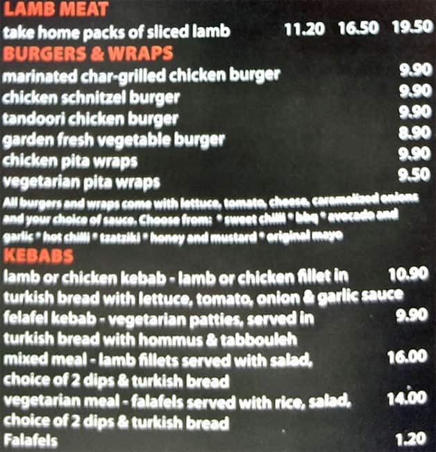 Menu at Chicken On Charcoal fast food, Eltham