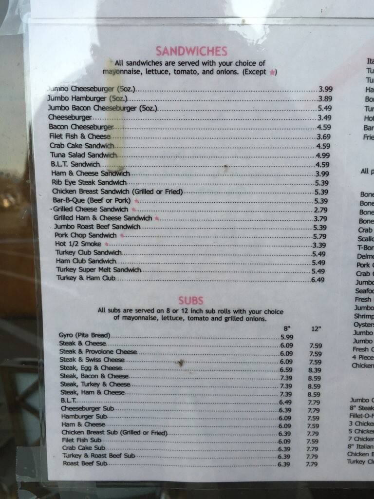 Dave's Seafood & Subs Menu Urbanspoon/Zomato