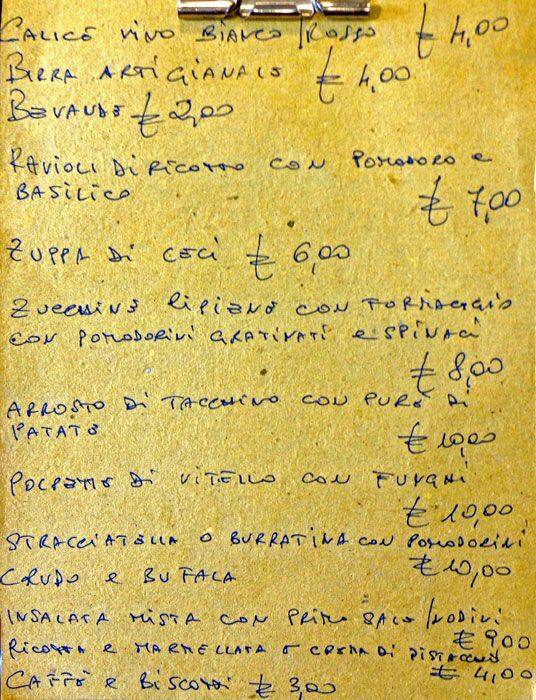 Menu di Sesto Girone Roma 