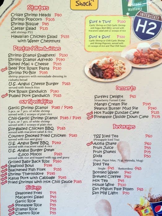 The Shrimp Shack Menu, Menu for The Shrimp Shack, Dela Paz, Rizal ...