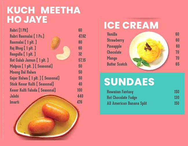 Om Sweets menu