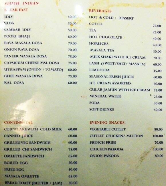 Reshma Planet Restaurant menu