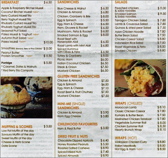 Wishbone Menu, Menu for Wishbone, Wellington Central, Wellington City