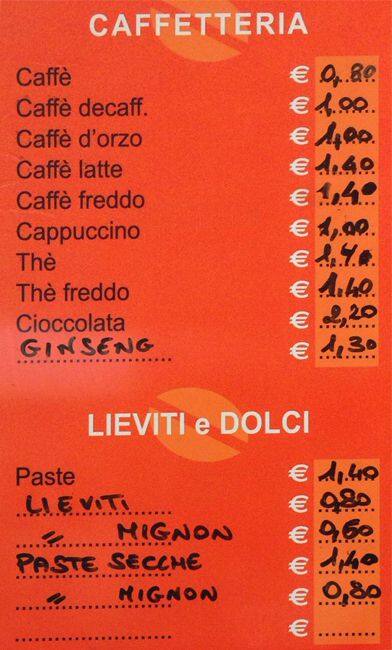 Persico bar меню