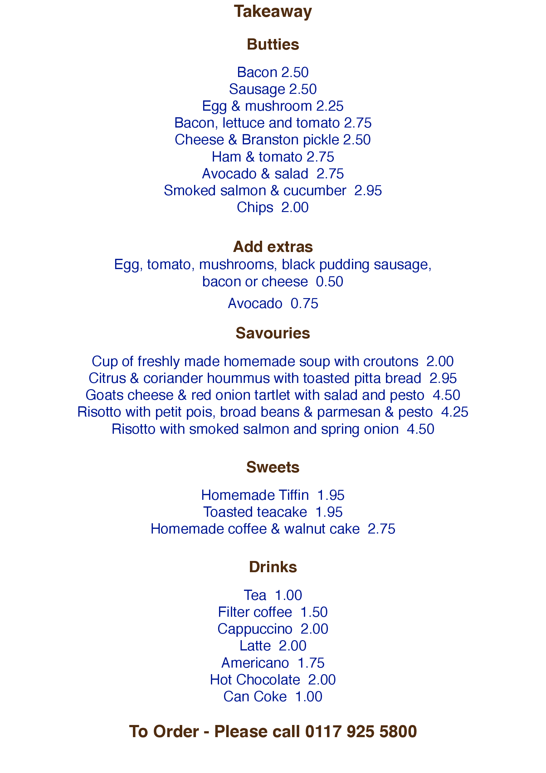 Lockside menu