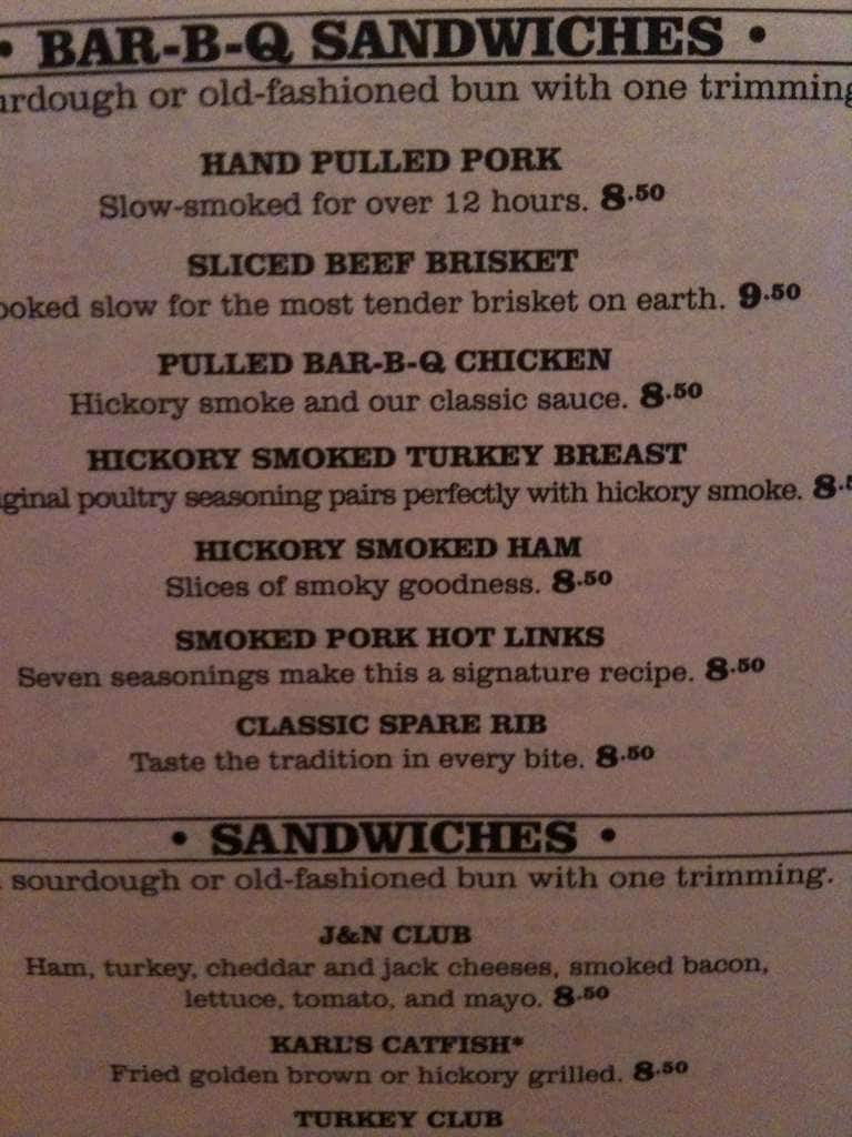 Menu at Jim 'N Nick's BBQ, Prattville