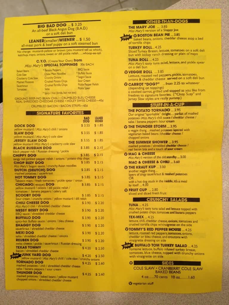 Menu At Hotdog Tommy S Restaurant Cape May Hotdog Tommy S Menu