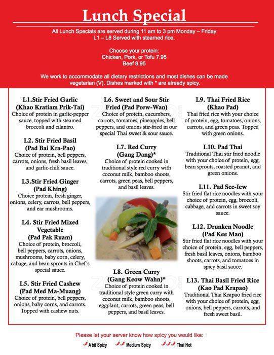 Pattaya Thai Sushi Menu, Menu for Pattaya Thai Sushi, Rogers, Northwest