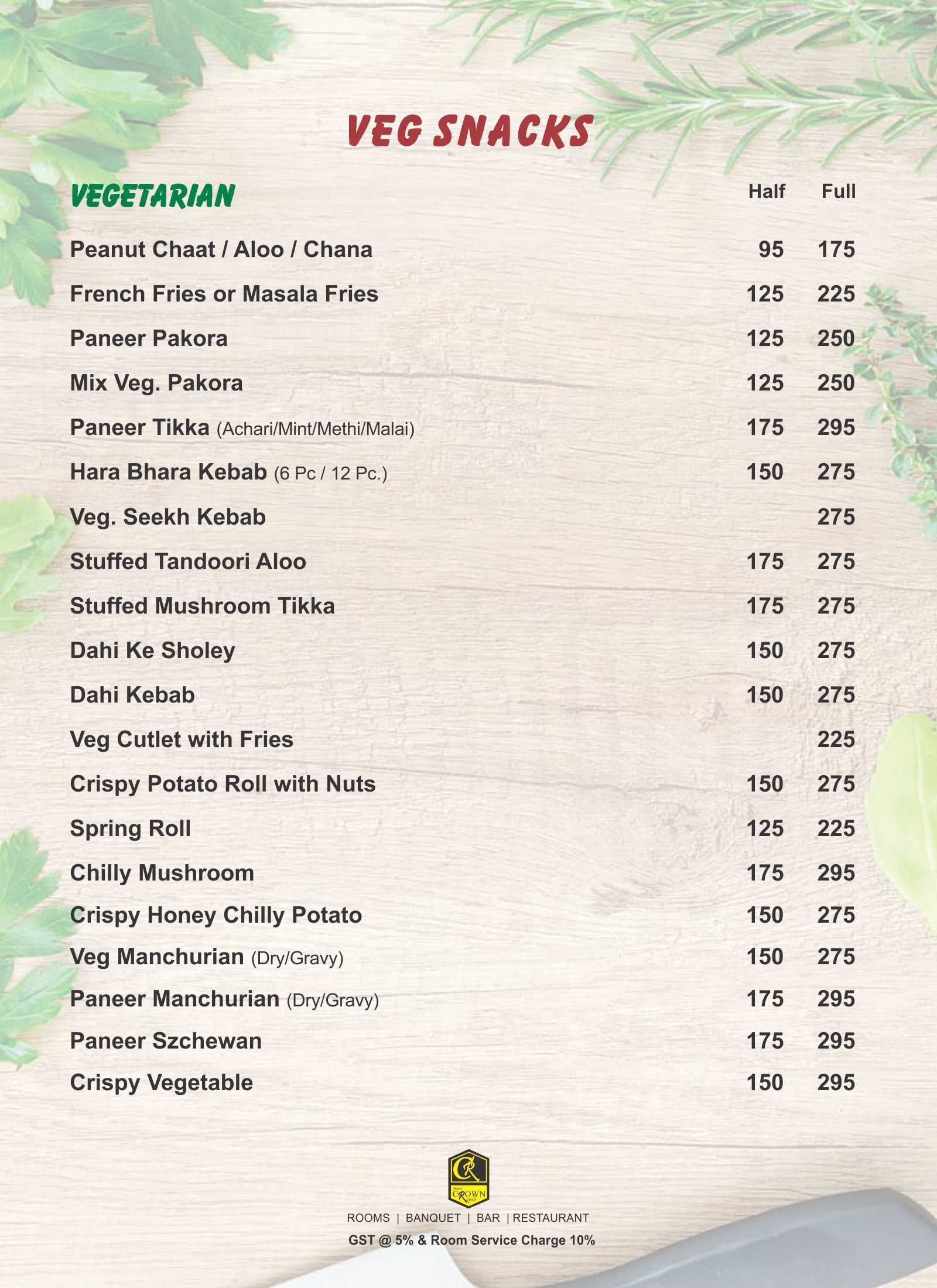 Menu of Curry Club Restaurant - Hotel Crown Royale, Kaonli, Dehradun