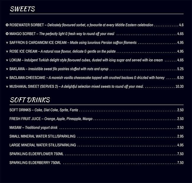 Hanam's menu